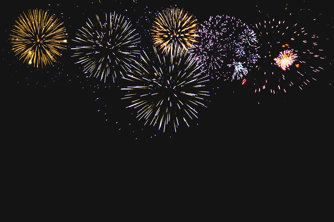 Fireworks Display on Dark Night Sky